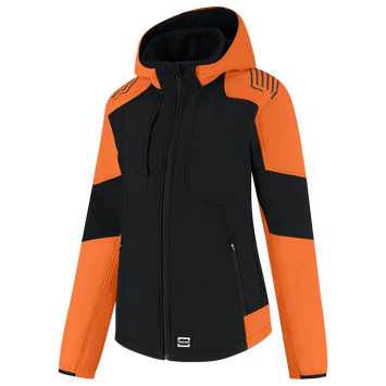 Foto van Softshell Capuchon Bicolor Redefined Dames | zwart/oranje | 406119-0998 | TRICORP WORKWEAR