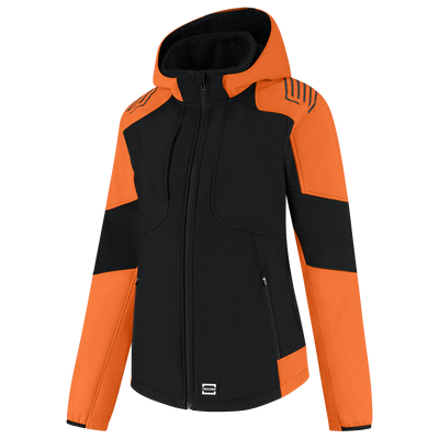Foto van Softshell Capuchon Bicolor Redefined Dames | zwart/oranje | 406119-0998 | TRICORP WORKWEAR