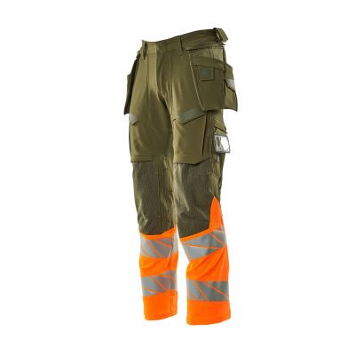 Foto van Mascot Accelerate Safe Broek met spijkerzakken | 19131-711 | 3314-mosgroen/hi-vis oranje