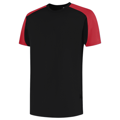 Foto van T-shirt Bicolor Redefined | zwart/helderrood | 106106-09202 | TRICORP WORKWEAR
