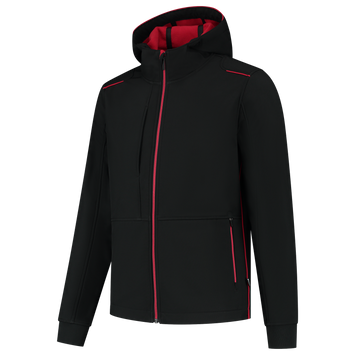 Foto van Softshell Capuchon Accent | zwart/rood | 402705-0902 | TRICORP WORKWEAR
