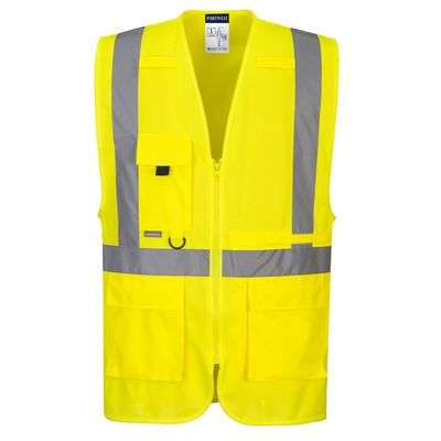 Foto van PortWest Hi-Vis Vest met zakken voor tablet Geel| C357