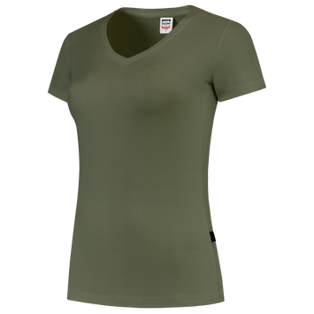 Foto van T-shirt V Hals Fitted Dames | legergroen | 101008-13 | TRICORP WORKWEAR