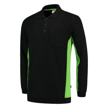 Foto van Polosweater Bicolor Borstzak | zwart/limegroen | 302001-0937 | TRICORP WORKWEAR