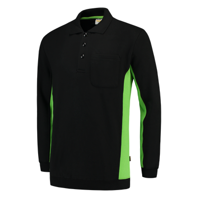 Foto van Polosweater Bicolor Borstzak | zwart/limegroen | 302001-0937 | TRICORP WORKWEAR