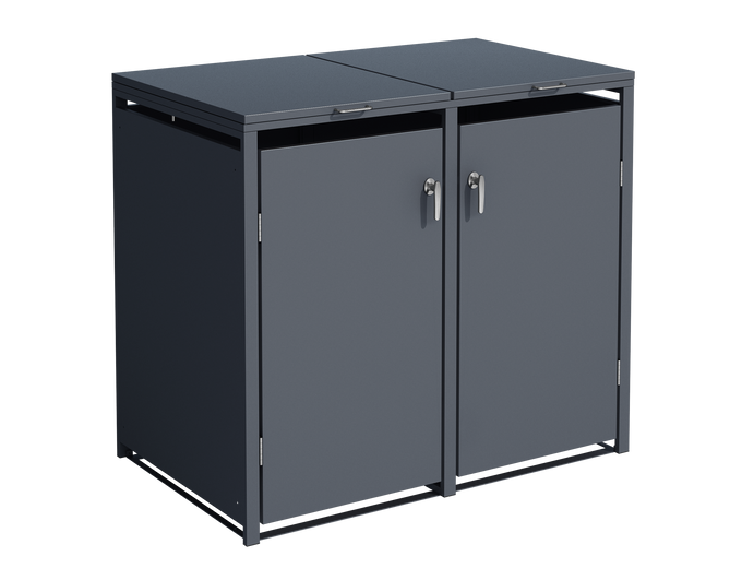 Afbeelding van Container ombouw Tom - metaal antraciet dicht - 2 containers