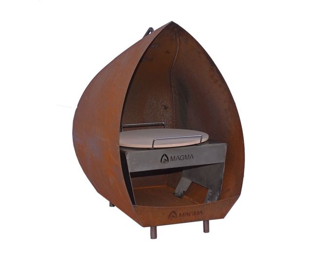 Afbeelding van Magma Tuinhaard Set Corten inclusief onderplaat en pizza accessoires
