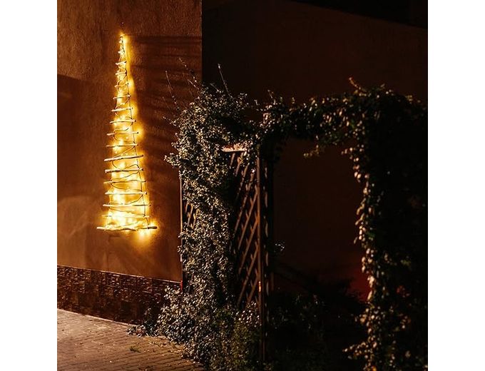 Afbeelding van Houten kerstboom ladder 95 cm lang incl verlichting