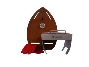 Foto van Magma Tuinhaard Set Corten inclusief onderplaat en pizza accessoires