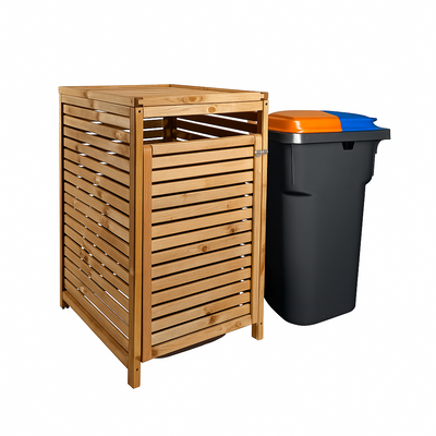 Foto van Mülltonnenbox Holz – Stilvolle Lösung für Ihre Mülltonner Duo bak - 1 Container