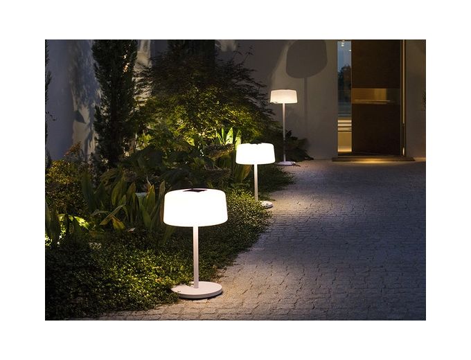Afbeelding van Les Jardins Solar Lightning Lampadaire Solaire Bump Wit