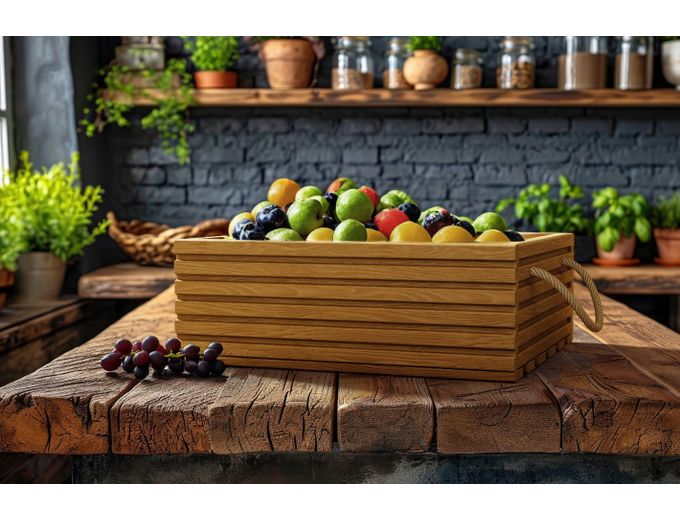 Afbeelding van Houten Groente & Fruit kist Isabel 40cm - Licht Bruin