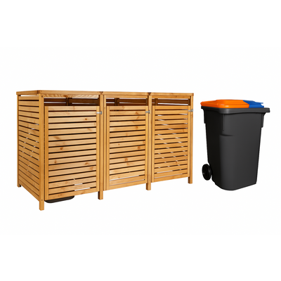 Foto van Mülltonnenbox Holz – Stilvolle Lösung für Ihre Mülltonner Duo bak - 3 Containers