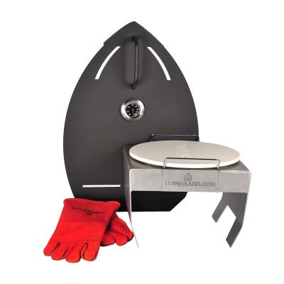 Foto van Magma Tuinhaard Set Zwart inclusief onderplaat en pizza accessoires