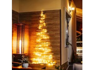 Foto van Houten kerstboom ladder 205 cm lang incl verlichting