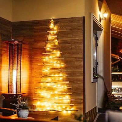 Foto van Holz-Weihnachtsbaumleiter, 205 cm lang, inklusive Beleuchtung