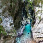 Wandelen door de Tolmin kloof in Triglav National Park, Slovenië