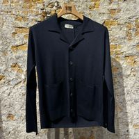 Piacenza Retro Cardigan Silk & Cotton Navy