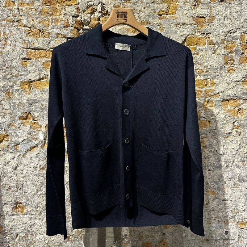 Piacenza Retro Cardigan Silk & Cotton Navy Piacenza Retro Cardigan Silk & Cotton Navy