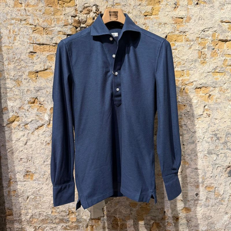 100 Hands Long sleeve Blue Piquet Polo