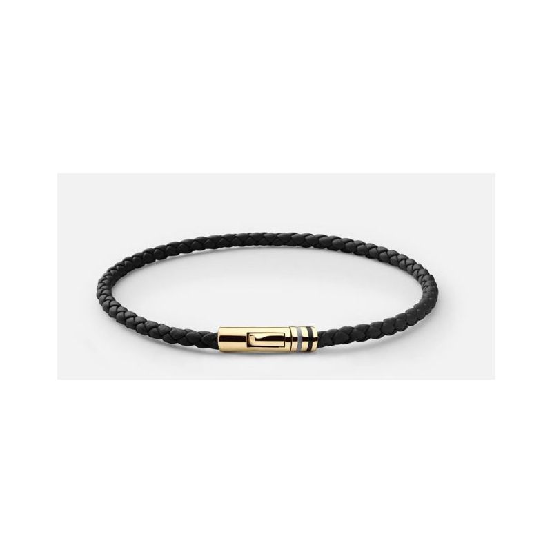 Miansai Juno Leather Bracelet Gold Vermeil Black 