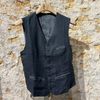 Afbeelding van Hannes Roether Retro Style Linnen Gillette Vest Washed Black 