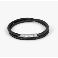 TATE OSSIAN London Smooth Leather Bracelet Black