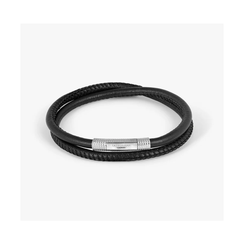 TATE OSSIAN London Smooth Leather Bracelet Black