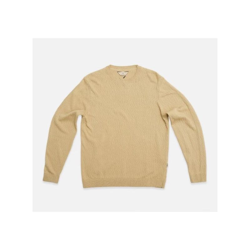 Blue de Genes BGyale Slubby Crewneck Knit Pale Khaki