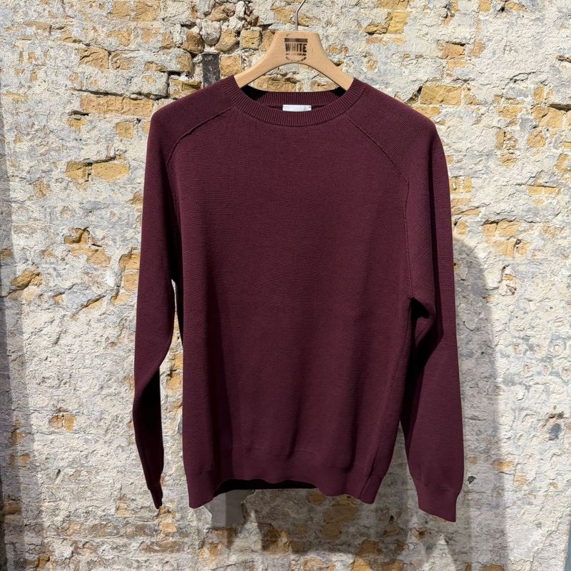 Scaglione Round Neck Milano Stitch Bordeaux Scaglione Round Neck Milano Stitch Bordeaux