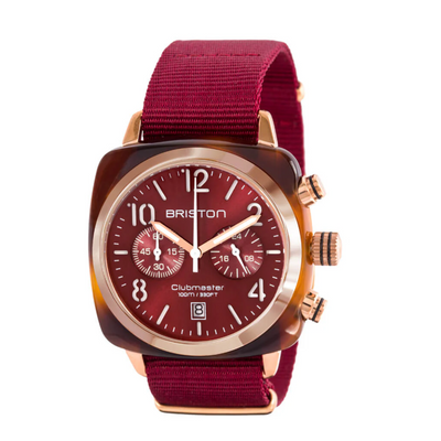 Foto van Bristion Clubmaster Classic - Chrono - Gold - Red