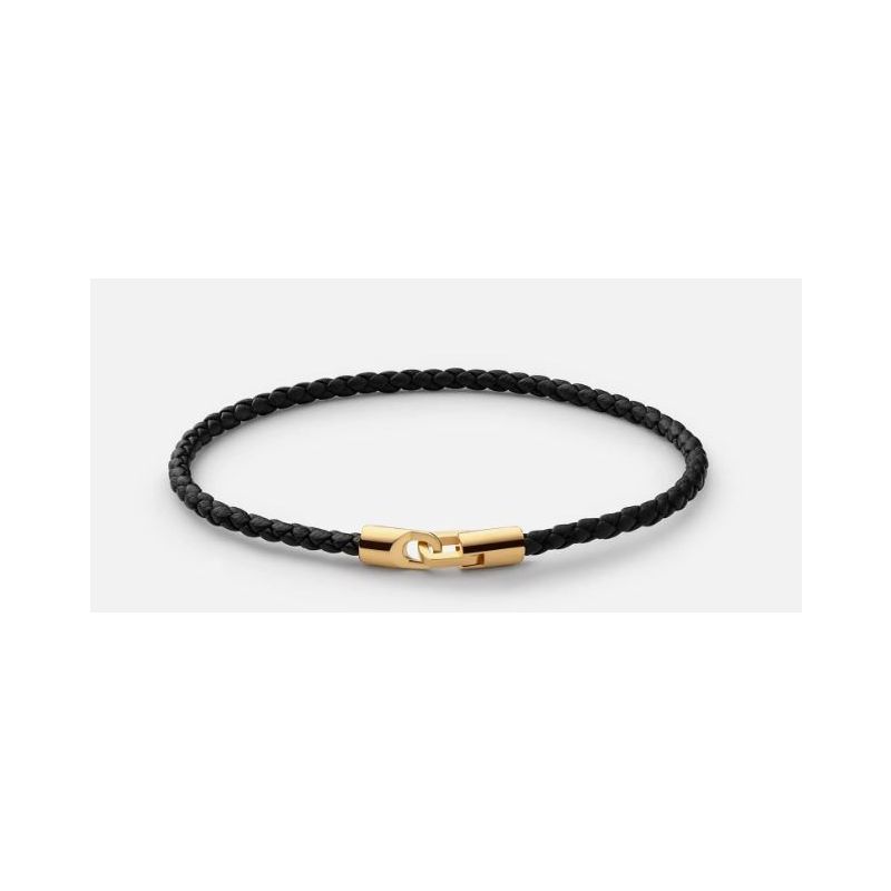 Miansai Cruz Leather Bracelet Gold Vermeil Black