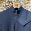 Afbeelding van Fedeli Luxury Ribbed Quarter-Zip Navy Blue