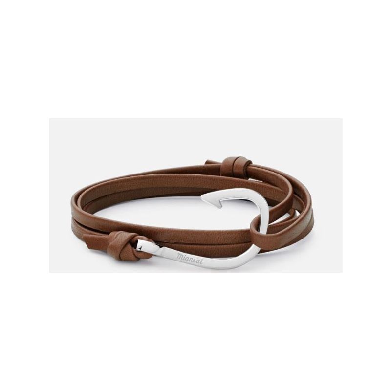 Miansai Hook Leather Stainless Steel Brown & Silver