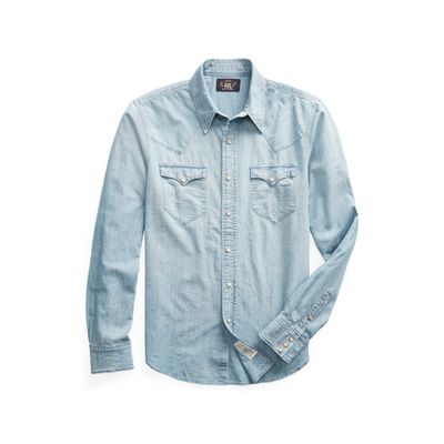 Ralph Lauren Double RL Slim Fit Chambray Western Shirt Foto van Ralph Lauren Double RL Slim Fit Chambray Western Shirt