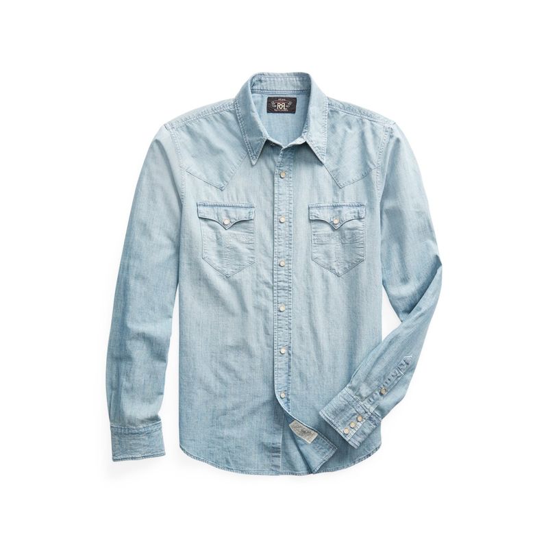 Ralph Lauren Double RL Slim Fit Chambray Western Shirt