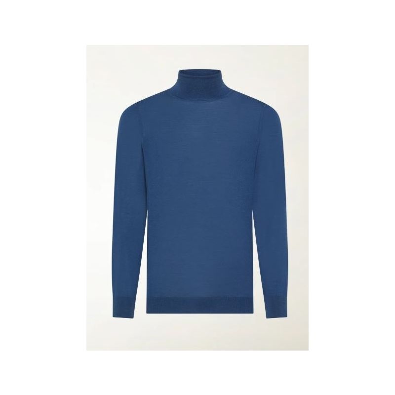 Piacenza Lightweight Merino Wool Turtleneck Coral blue