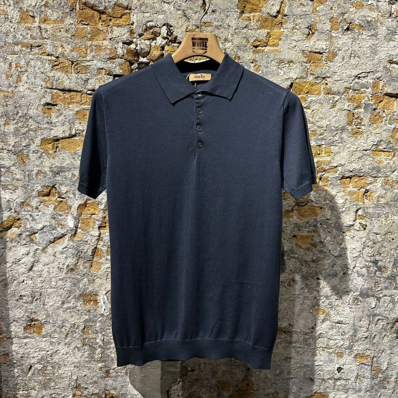 Kris K M Damon Knitted Polo Lead Grey