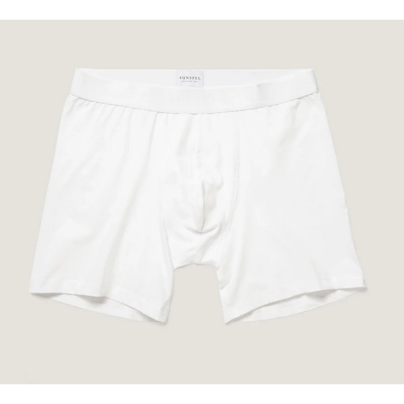Sunspel Stretch Cotton Boxer Briefs White Sunspel Stretch Cotton Boxer Briefs White