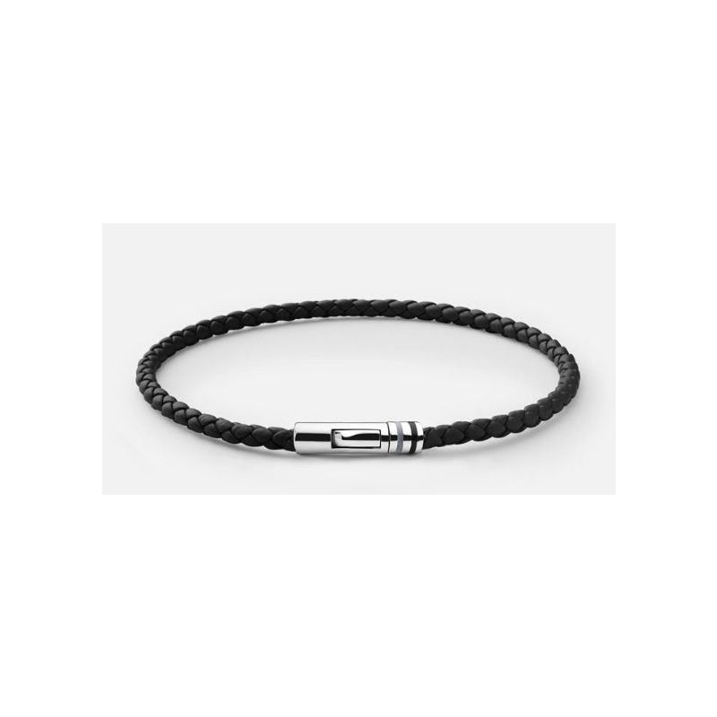 Miansai Juno Leather Bracelet Sterling Silver Black 