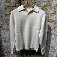 ASPESI Knitted Longe Sleeve Polo Wool Natural White 