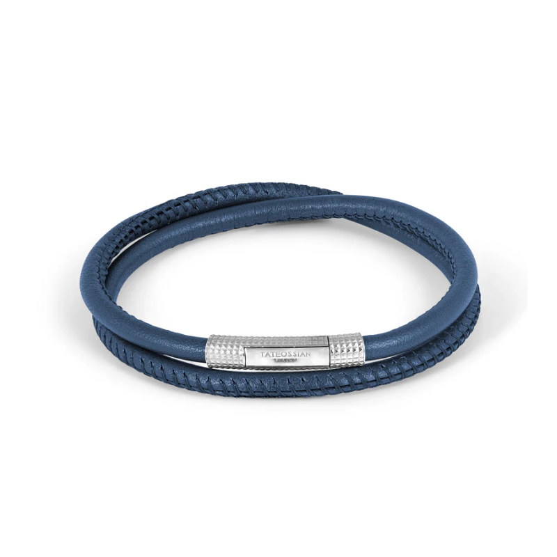 ​TATE OSSIAN London Smooth Leather Bracelet Navy