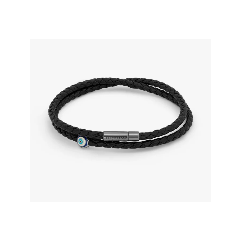 TATE OSSIAN London Mini Leather Rope Bracelet Black 