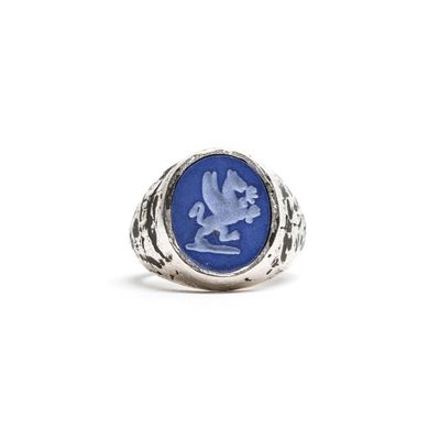 Foto van Damico Zegel Ring Blauw Zilver
