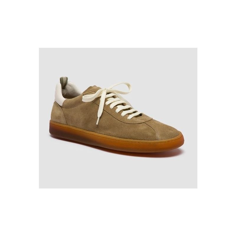 Officine Creative Brown Leather and Suede Low Top Sneakers Natural Suede 