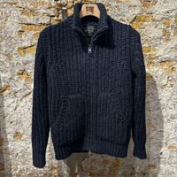 Roberto Collina Super Heavy Knitt Full-zip Vest Deep Sea Blue 