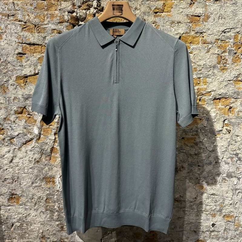 Kris K Elegant zip-Polo Pistage Grey
