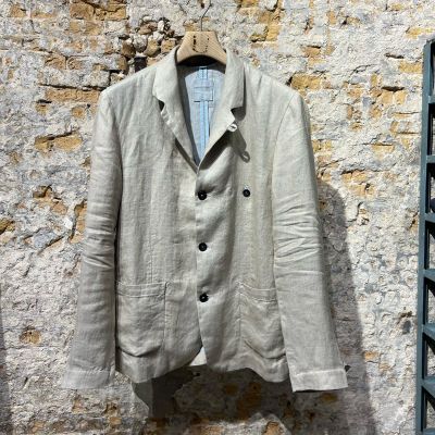 Foto van Hannes Roether Relaxed Linnen Summer Jacket Beige/Gold