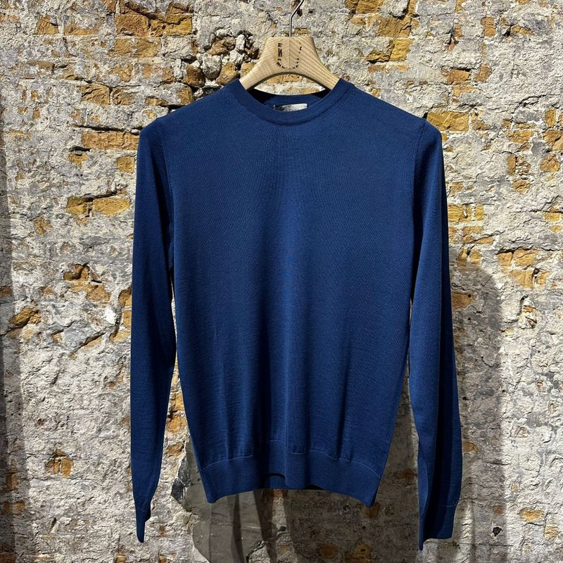 Piacenza Crewneck Super Fine Merino Wool Ocean Blue