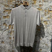 Kris K D Hudson Silk Striped Polo Stone